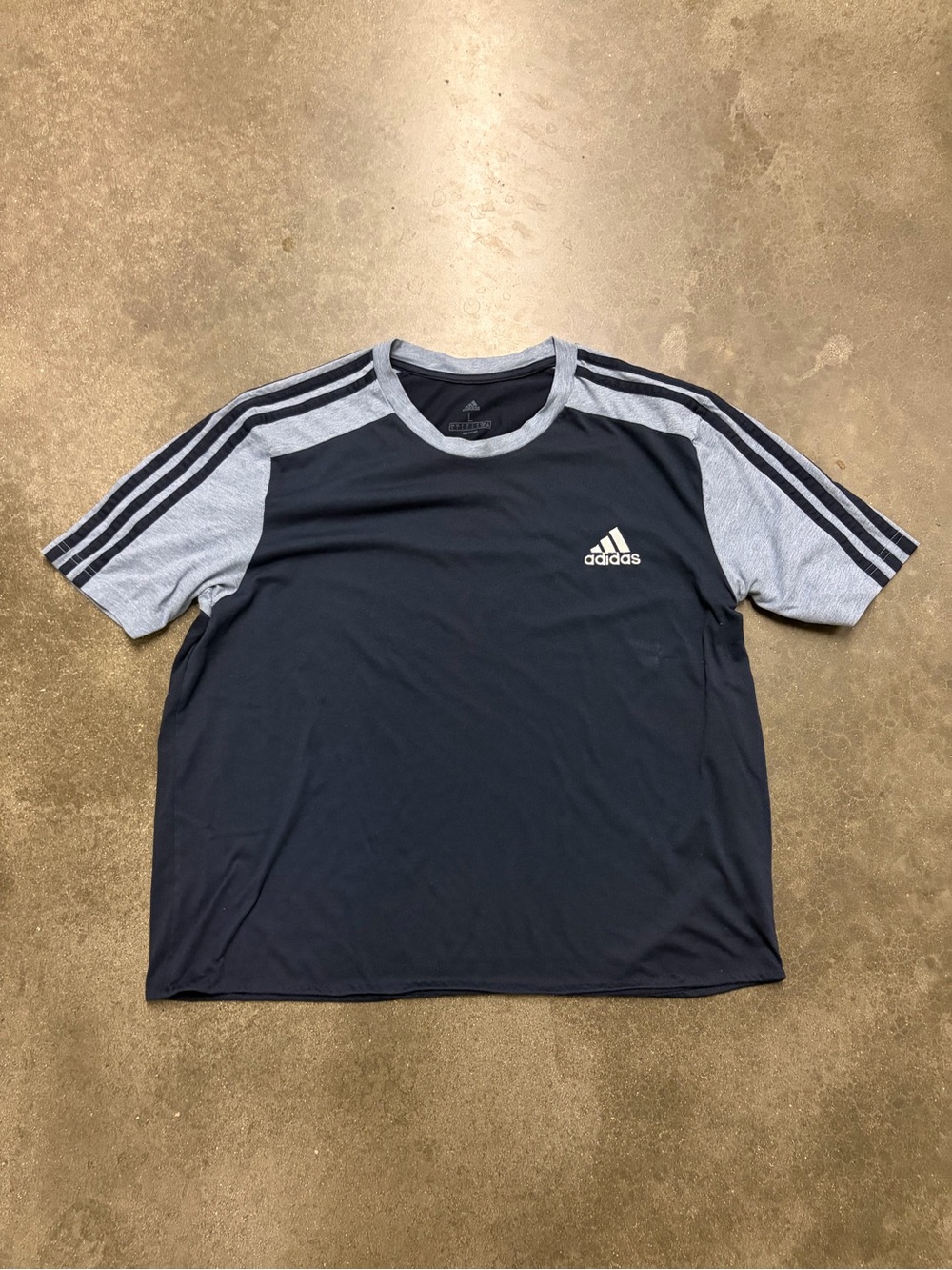 adidas Navy Shirt with Light Gray Sleeves & Stripes